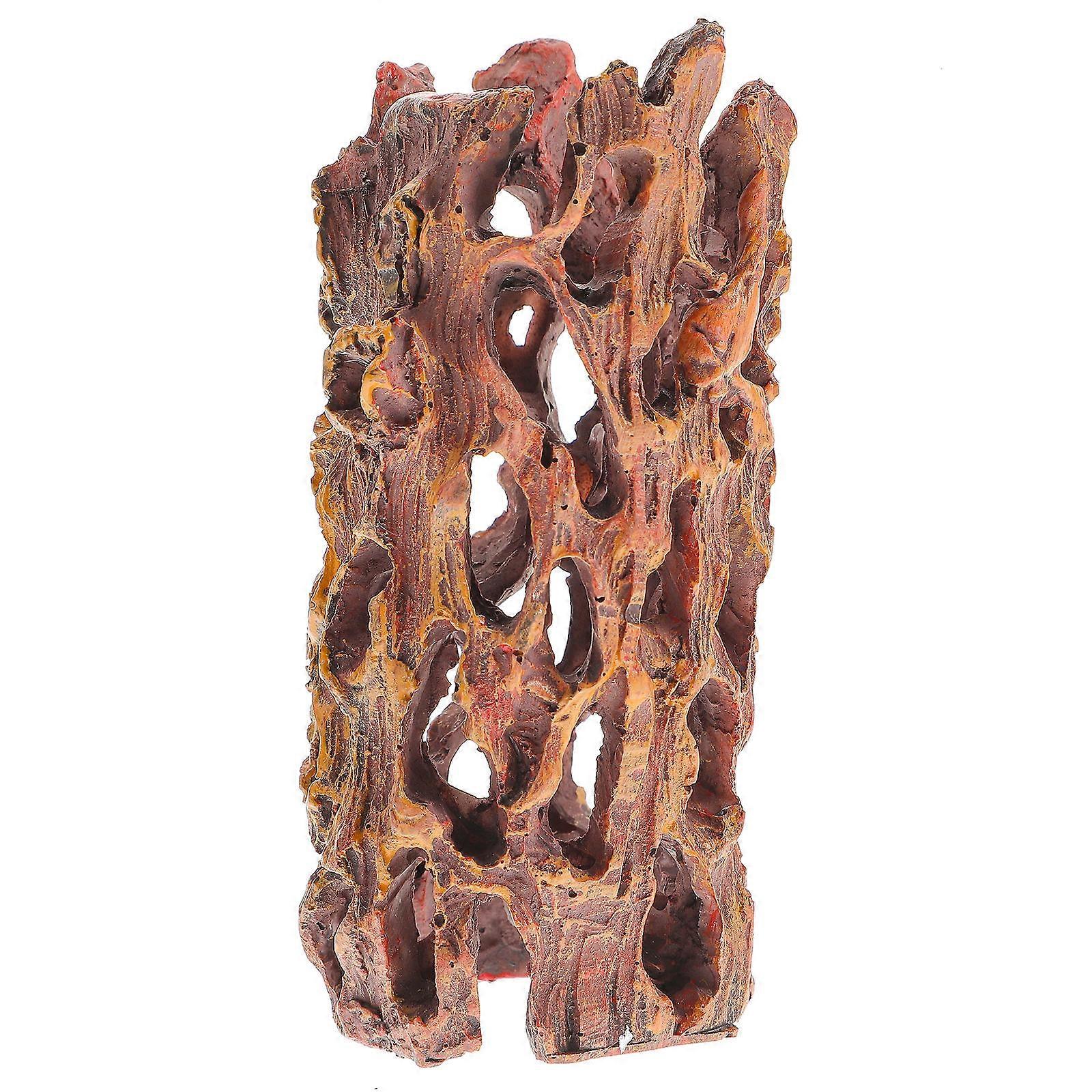 Floating Glowing Sphere Resin Craft Fish Shrimp Hiding Hole Tree Root Decor Light Brown 16x5cm Aquarium Decor 1PC