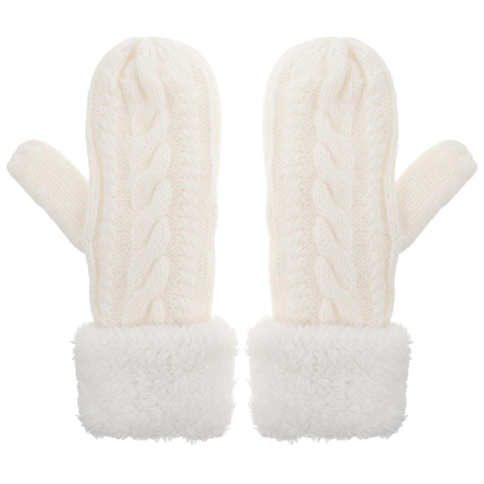 快適な暖かい手袋女性ニットパターンミトンスノーボードホワイト23.50X9.00X3.00CM 1ペア