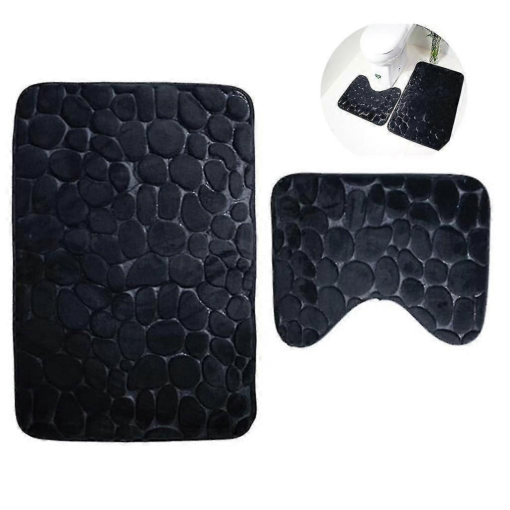 3 Pcs Non-slip Stand Bath Mats Set Breathable Bathroom Carpets