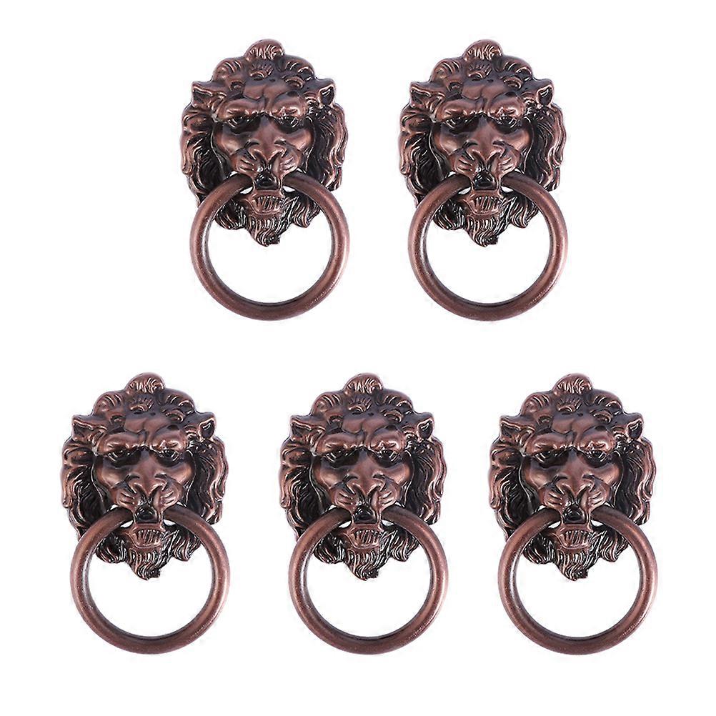 Cabinet Handle And Pulls Lion Head Handle Dark Brown 9X5.1cm Pulling Anti-skid Grip 5Pcs