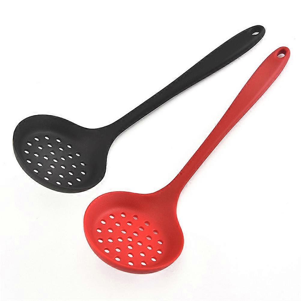 Slotted Cooking Spoon Multi-Function Silicone Spatula Spoon Home Use Restaurant 2Pcs Red