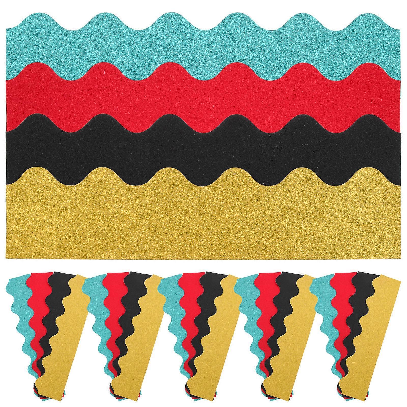 Wave Style Glitter Bulletin Board Border Trim Αφαιρούμενα χτένια άκρα Multi Color Classroom Decor Diy Craft Party Playroom Διακόσμηση νηπιαγωγείου