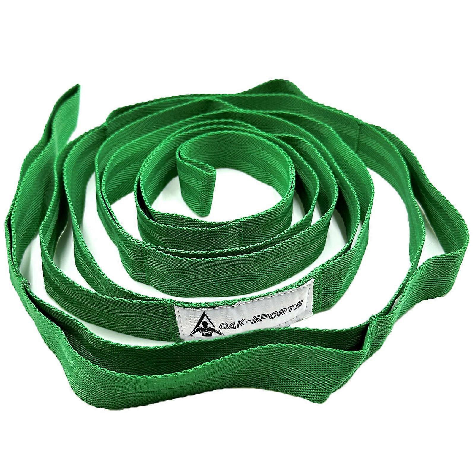 Stretching Strap Yoga Strap with Loops, Stretch Straps for Physical Therapy, NonElastic Exercise Strap with Workout Guide dark green