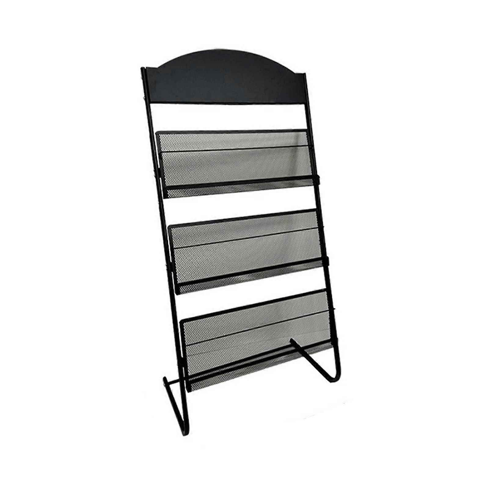 Magazine Rack, 3Tier spaper Rack, Office Shelf, Black Standing