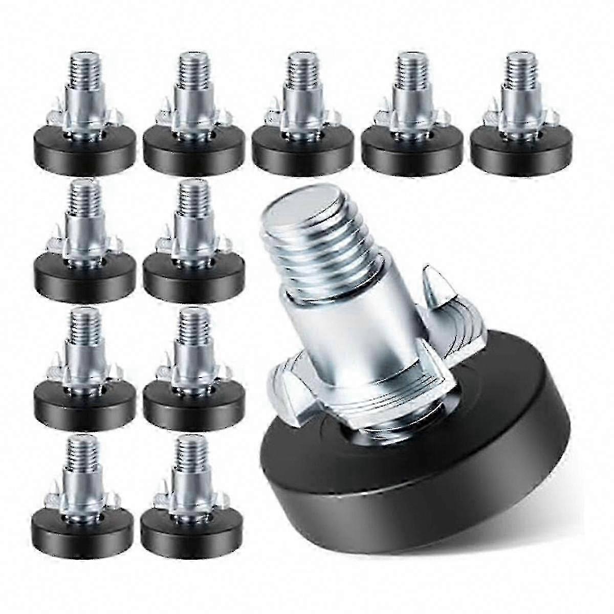 Adjustable Furniture Leveling Feet with T-Nuts, 1/4"-20 UNC Thread, Screw-On Leg Levelers for Desks & Tables - Product Code 24402