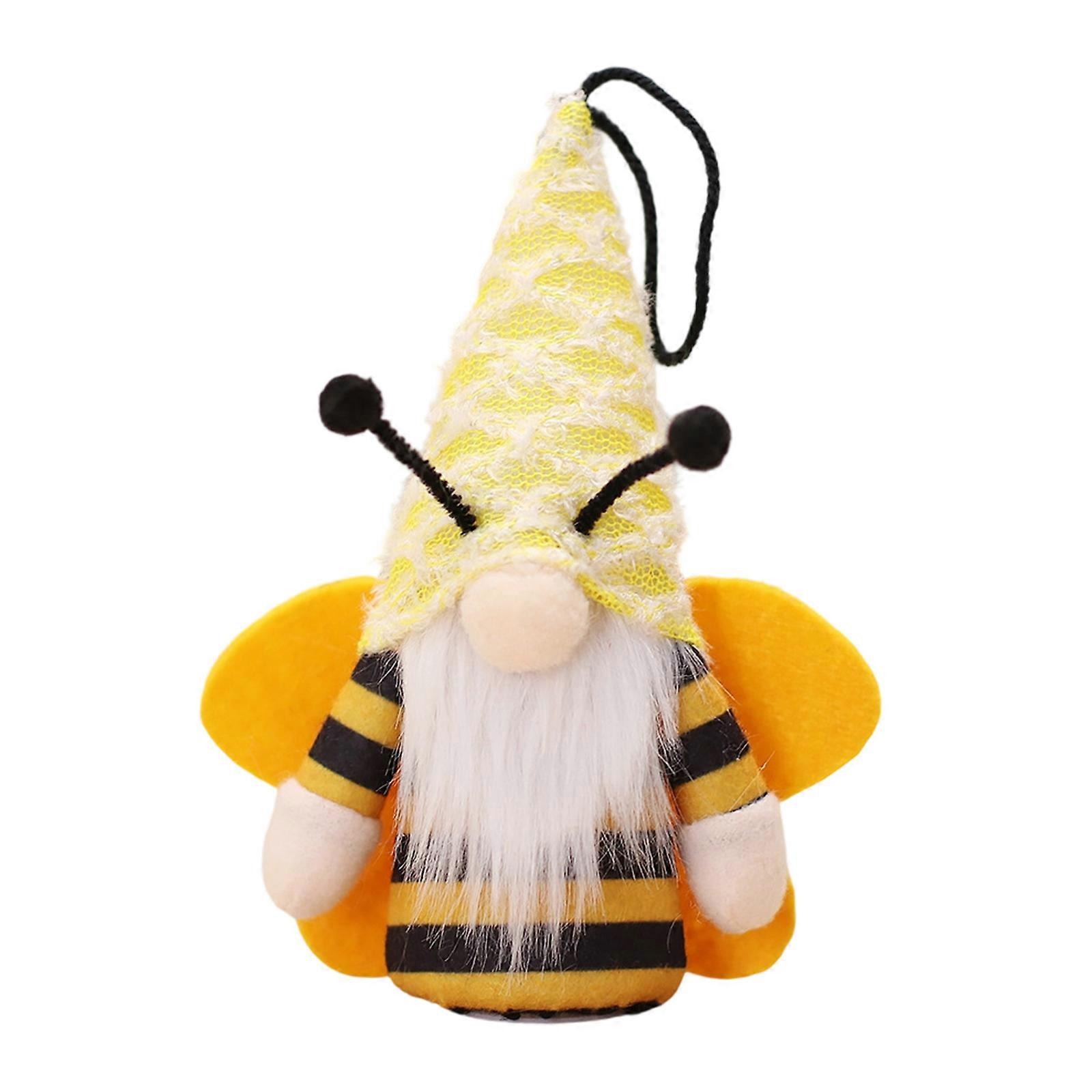 Glowing Dwarf Doll Bees Cartoon Plush Toy Winged Bees Glowing Toy Decoration Good Luck Charm For Christmas