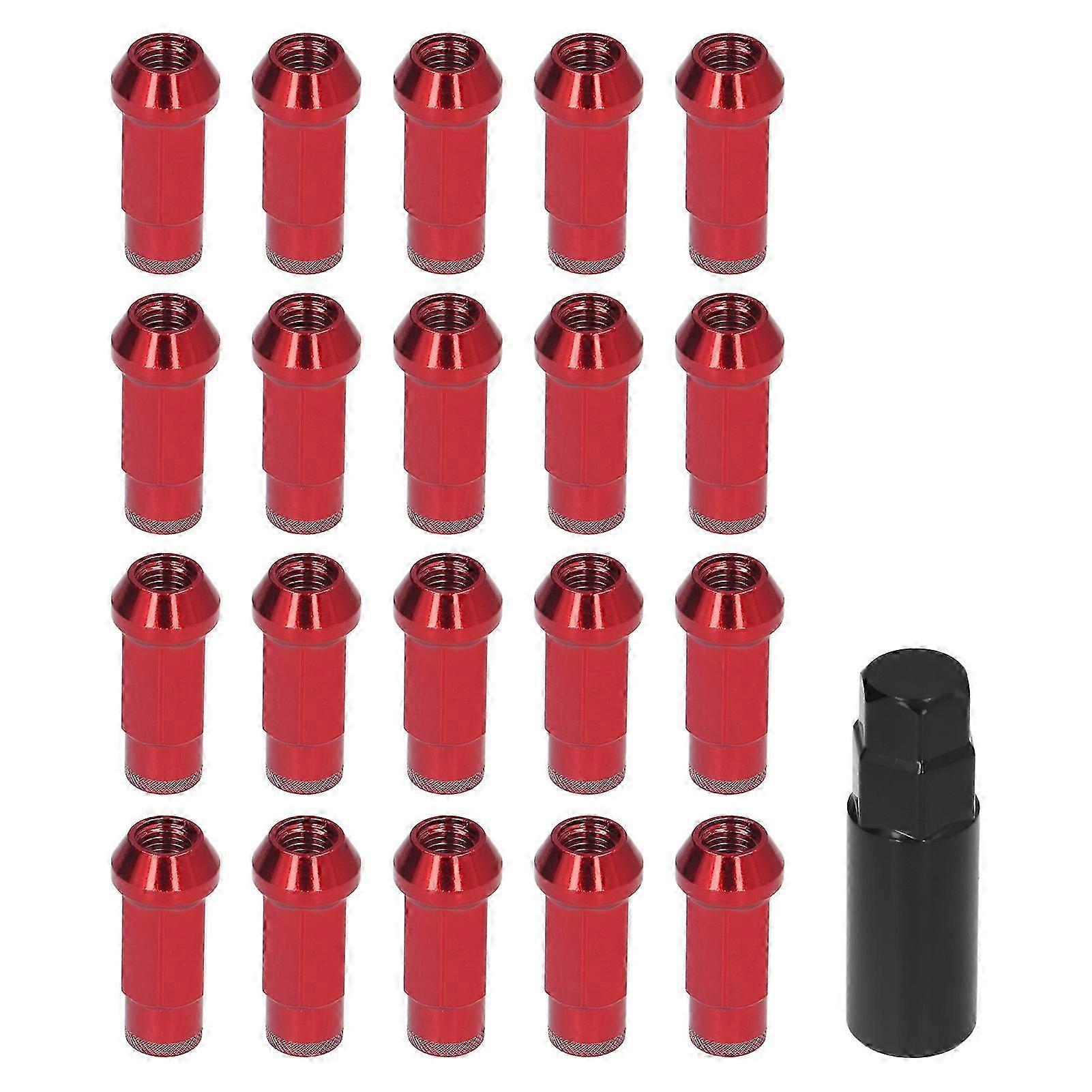 20Pcs M12x1.5 Wheel Lug Nuts with Wrench Socket High Hardness Replacement for Suitable Brand Focus Red