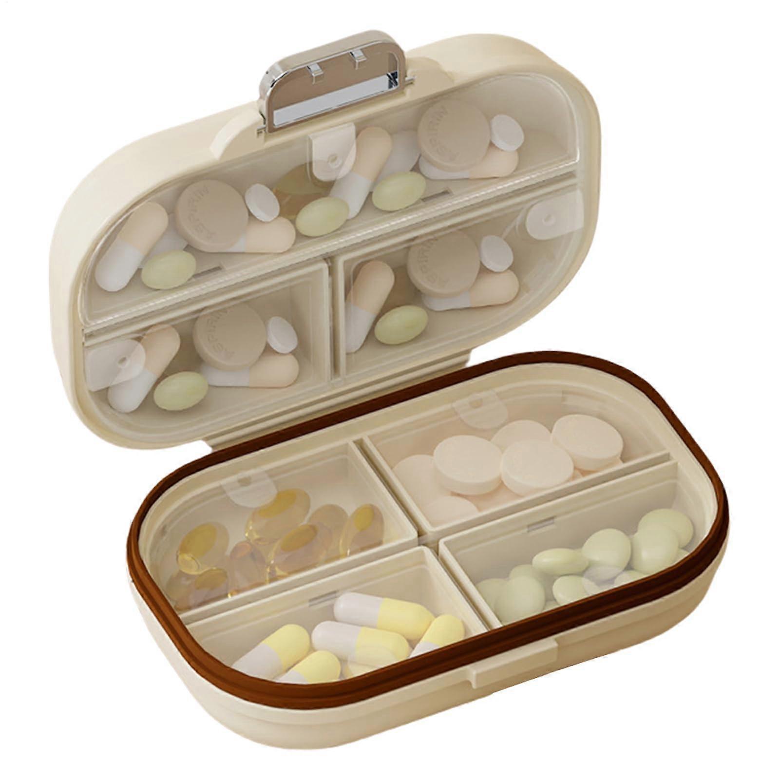 Travel Pill Organiser Silicone Pill Box with 7 Compartments, Moisture Proof, Pocket-Sized, 3.9 x 2.4 x 1.4 Inches for Supplements and Medication