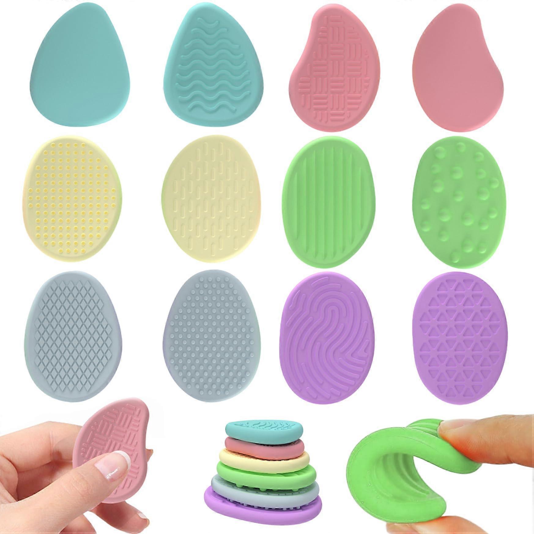Sensory Stones, 12pcs Different Texture and Shape Silicone Worry Stones