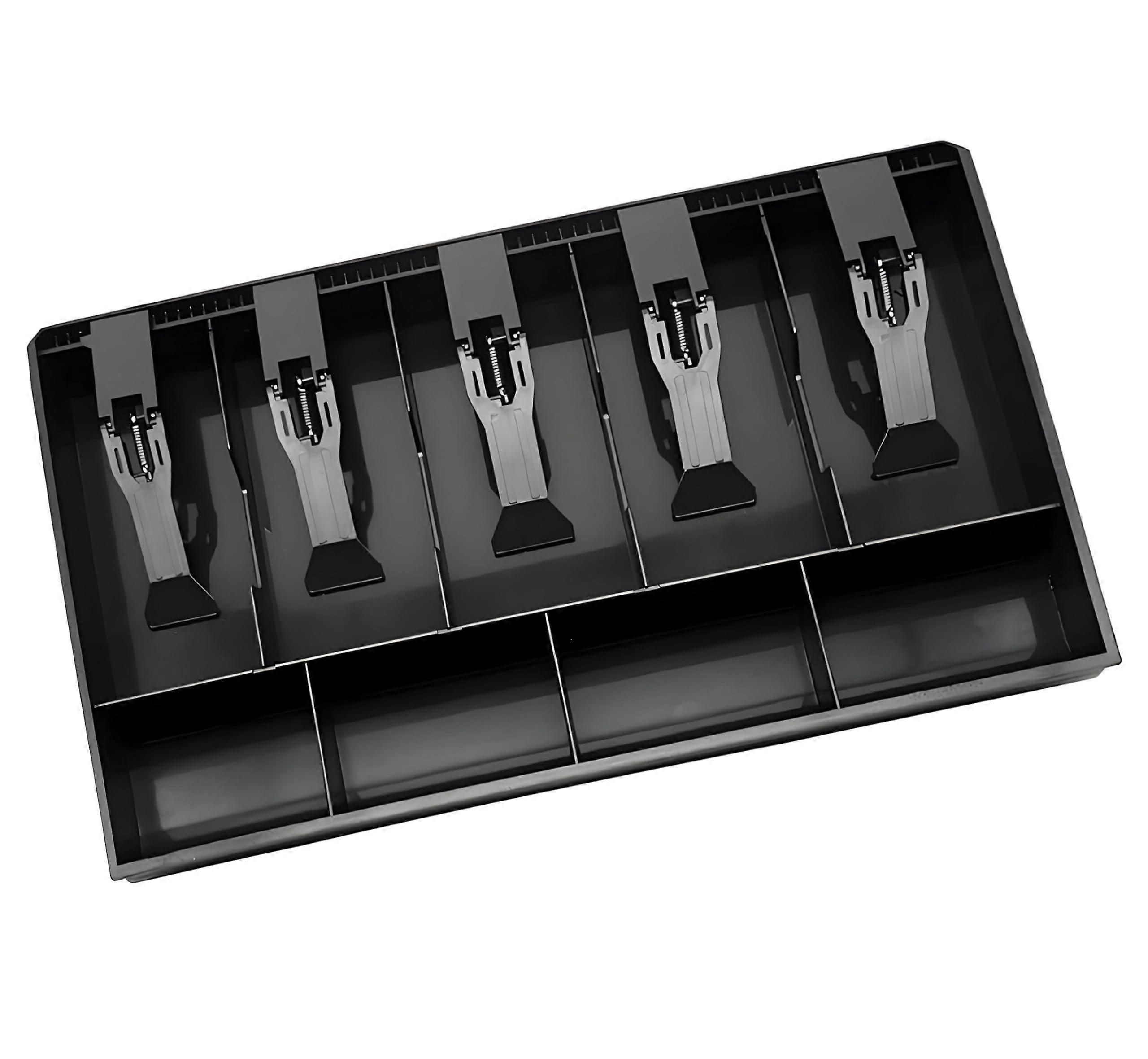 Cash Drawer with Storage Compartment for Money, Ideal for Banks and Supermarkets, Black, Holds 5 Bills and 4 Coins