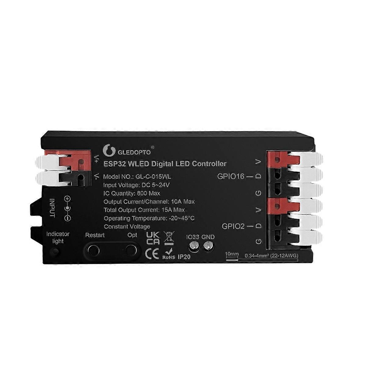 WLED ESP32 Bunter RGB RGBW-Controller Einfache Verdrahtung DIY-Lichteffekte 100+ Unterstützt WS2811 WS2