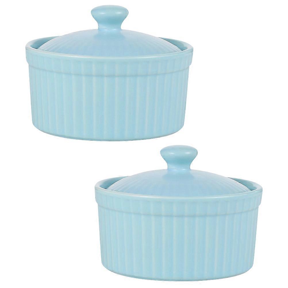 Lidded Pudding Bowls Food Storage Dishwasher Safe Modern Design 3.3×3.3×2.6in 2Pcs
