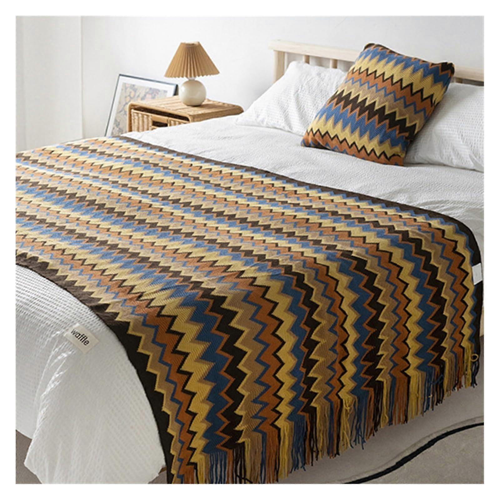 Blanket Color Matching Knitted Decorative Blanket Homestas Sofa Blanket Bed End Blanket Bed End Towel Cover Blanket Casual