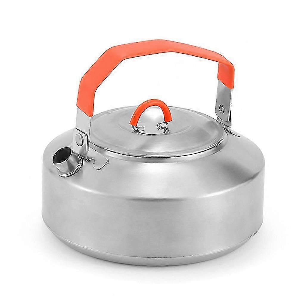 Outdoor Stainless Steel Kettle AntiScalding SilicaGel Handle Camping Coffee Kettle Portable Coffee Pot Picnic Cooker 1L Teapot Cooking Accessory