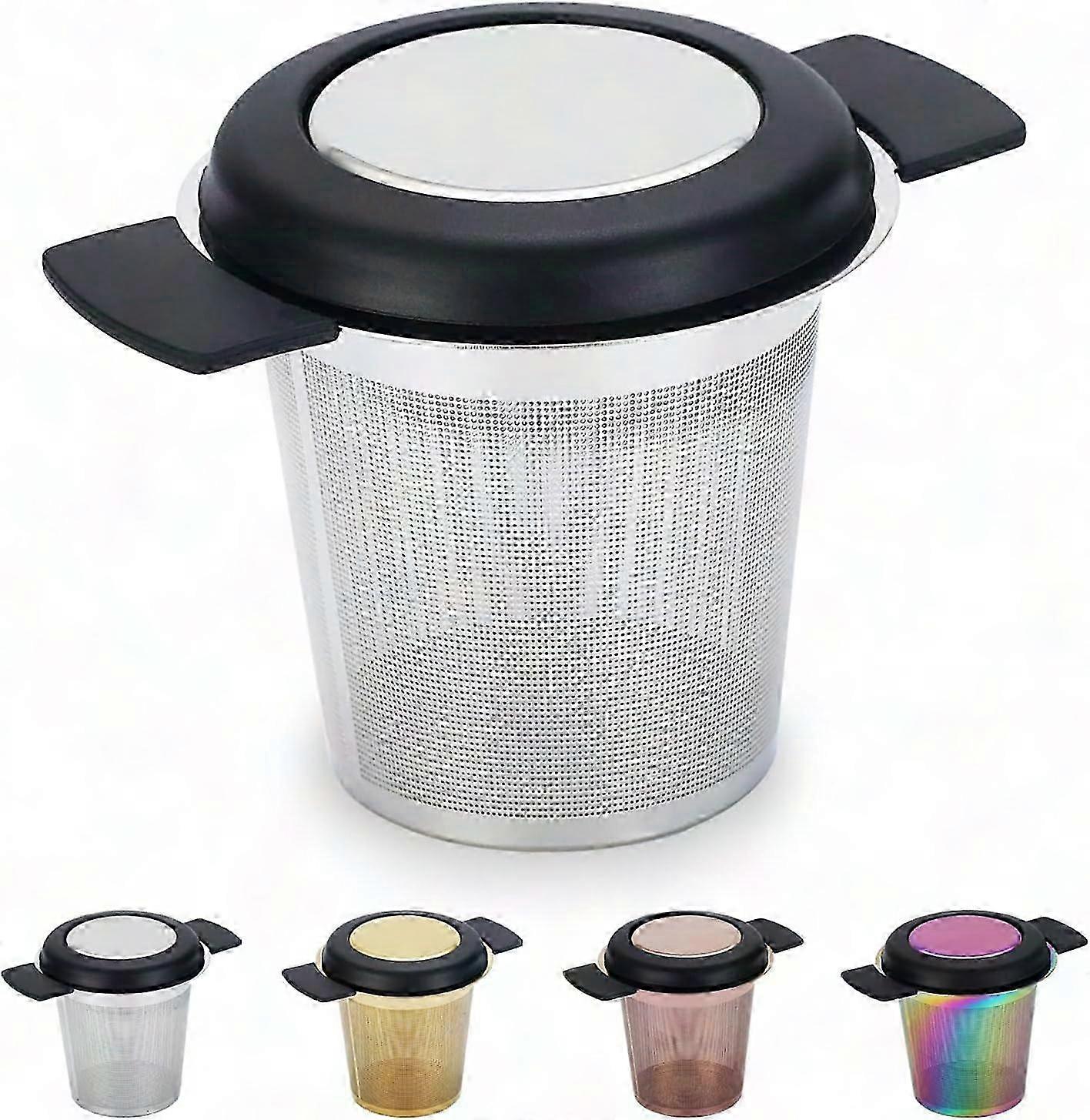 Stainless Steel Tea Infuser with Fine Mesh Filter, Large Capacity Coffee & Tea Strainer with Double Handles (Silver)