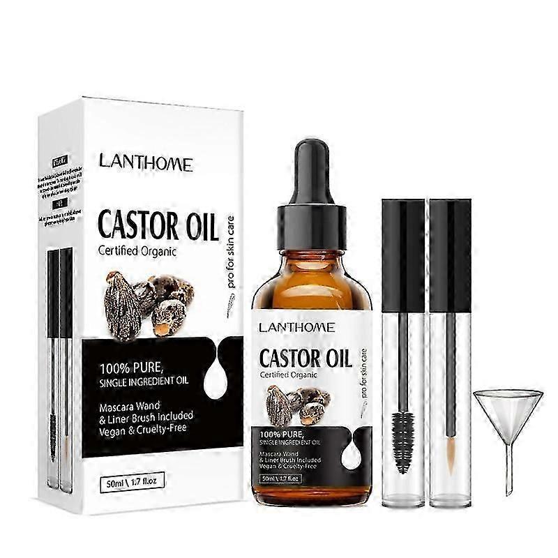 まつげと髪の成長のためのひまし油、100%純粋なオーガニックコールドプレスまつげひまし油成長美容液、眉とまつ毛に潤いを与え、強化します。