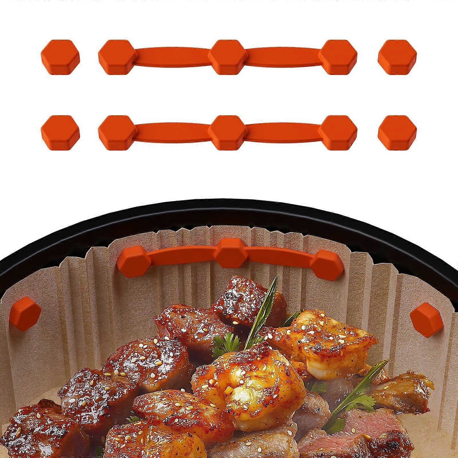 Air Frying Magnet Silicone Buckle 2-Pack Parchment Paper Holder, Seals Disposable Films, Prevents Burning Paper