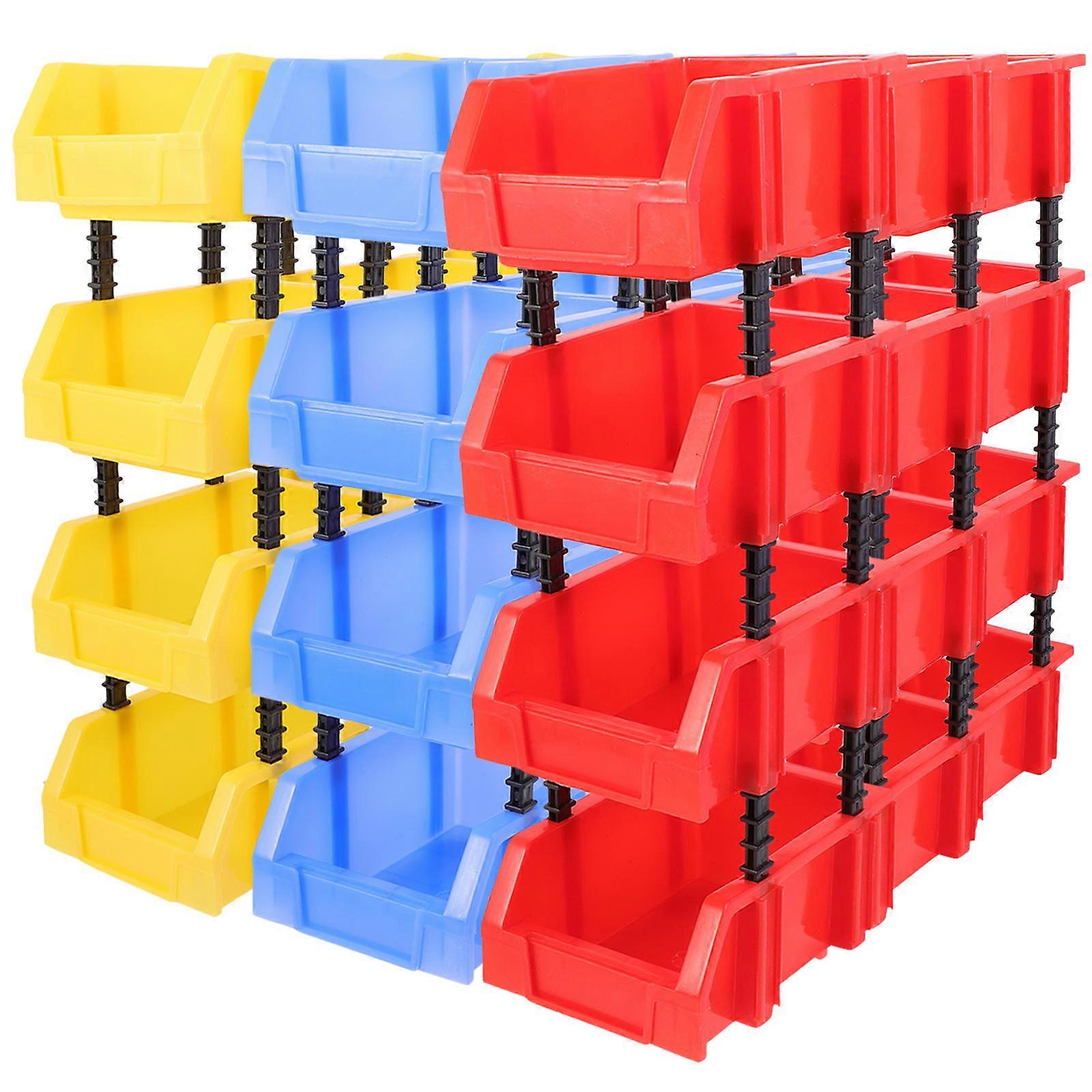 Plastic Storage Bins Parts Organizer Toy Storage Yellow 17.7x12.5x7.5cm Simple Design 12Pcs