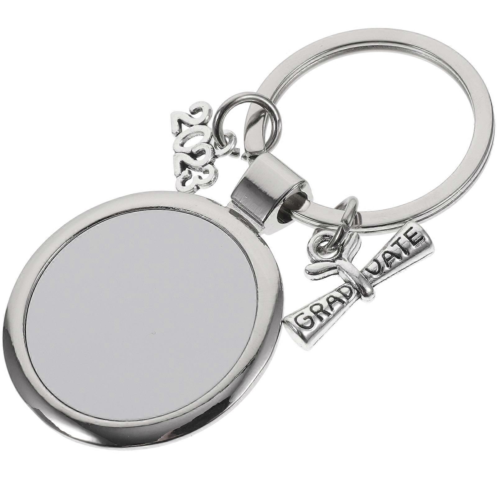 Blank Graduation Keychains Metal Keychain for Decor Silver Alloy