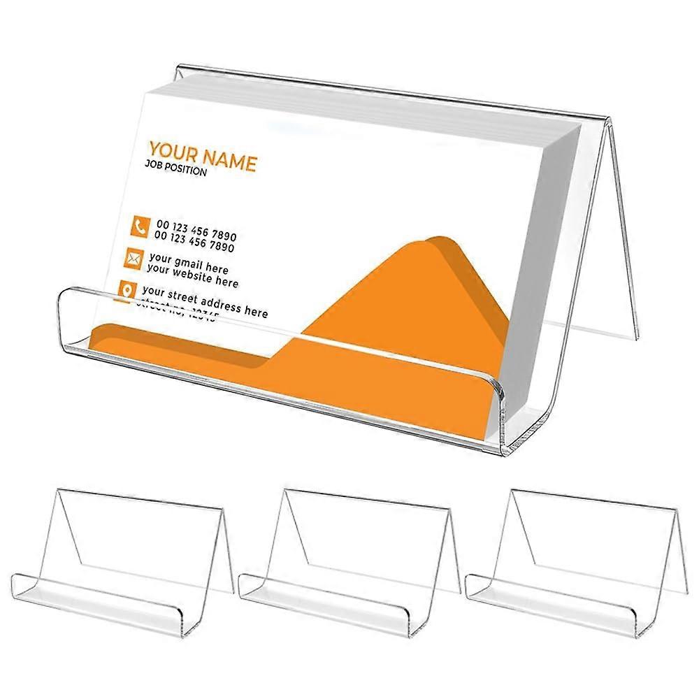 Set of 4 Acrylic Business Card Holders Transparent Stand for Cards