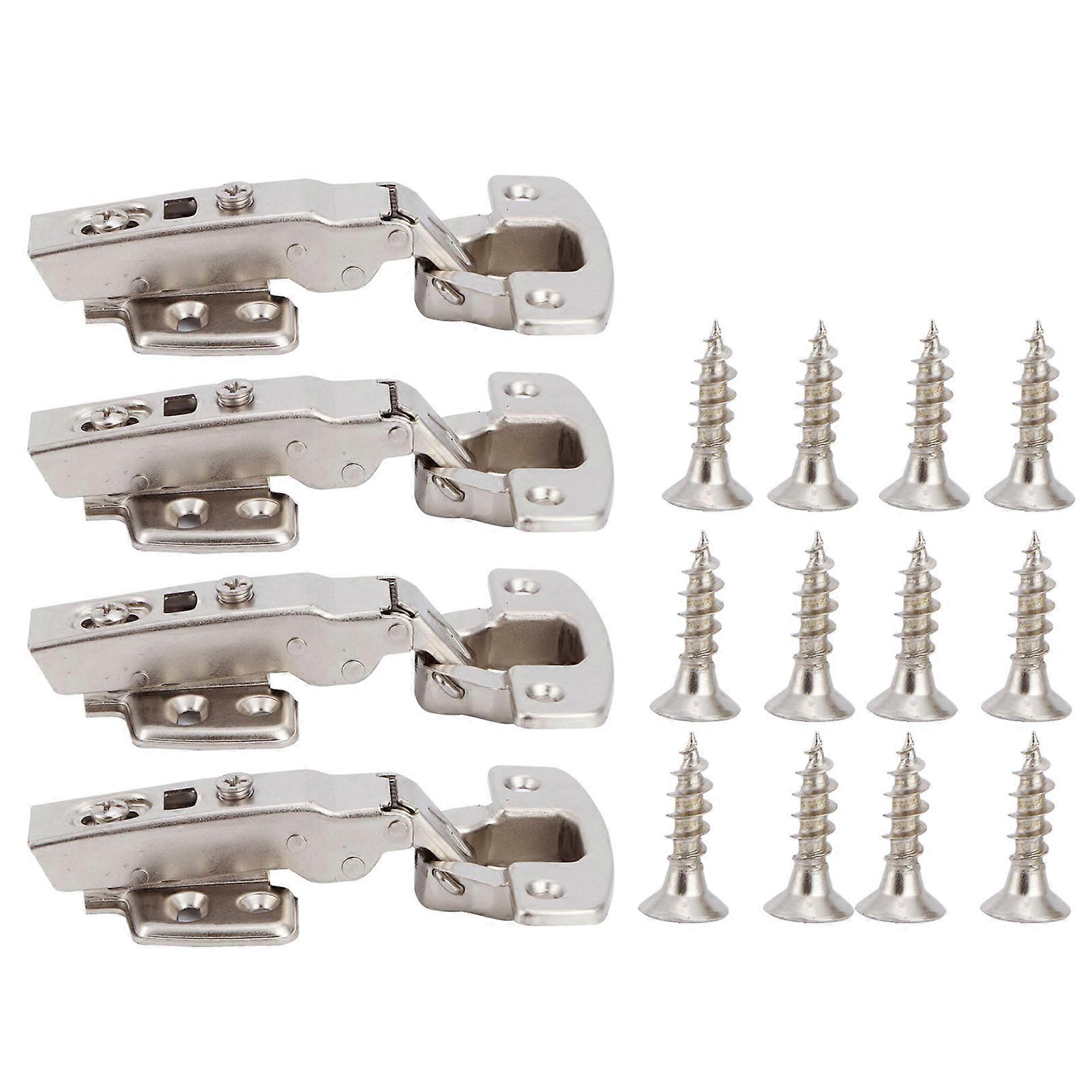 4Sets Hinges for Cabinet Kitchen W/Damping Buffer Door Bisagra Cold Rolled Steel Hardware