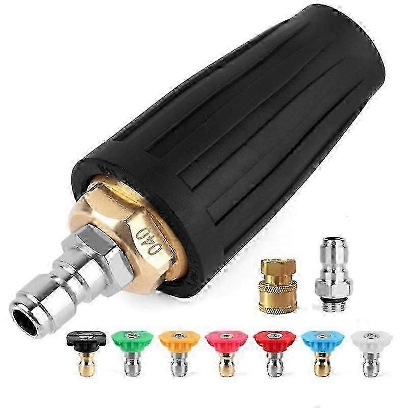 Pressure Washer Turbo Nozzle,Rotating Pressure Washer Nozzles with 1/4In+3/8In Quick Connect,7 Power Washer Nozzle Tips JP