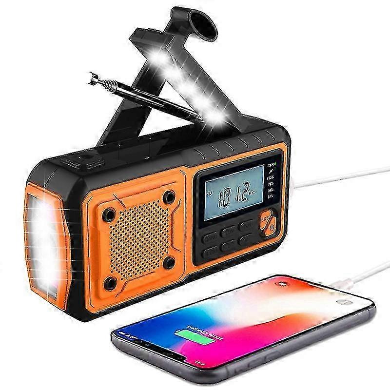 Solar Powered Radio Portable Radio Multifunction Radio Led Flashlight Orange