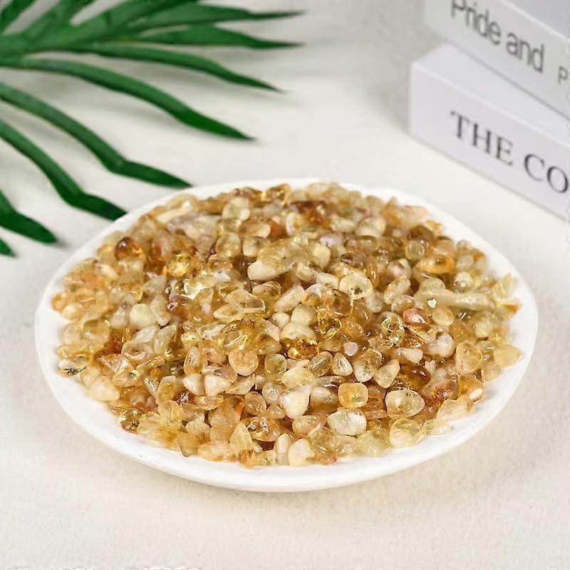 200g Natural Crystal Gravel 9-12mm Polished Aromatherapy Stone Yellow Raw Crystal De-Magnetizing Rock for Aquariums and Garden Decor