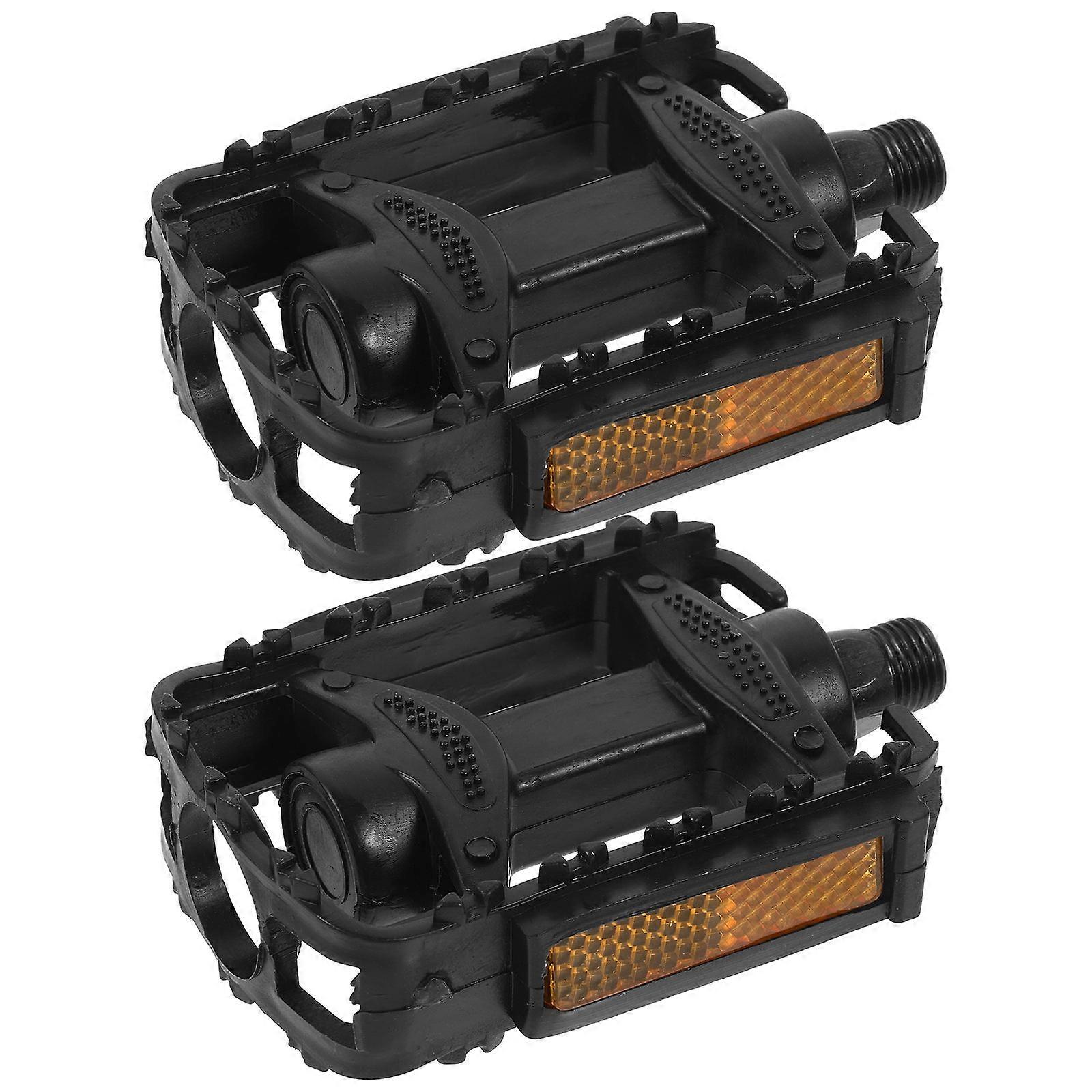 Cycling Pedals Bicycle Anti-Skid Replaceable Comfortable Riding 1 Pair Black Plastic Big Platform
