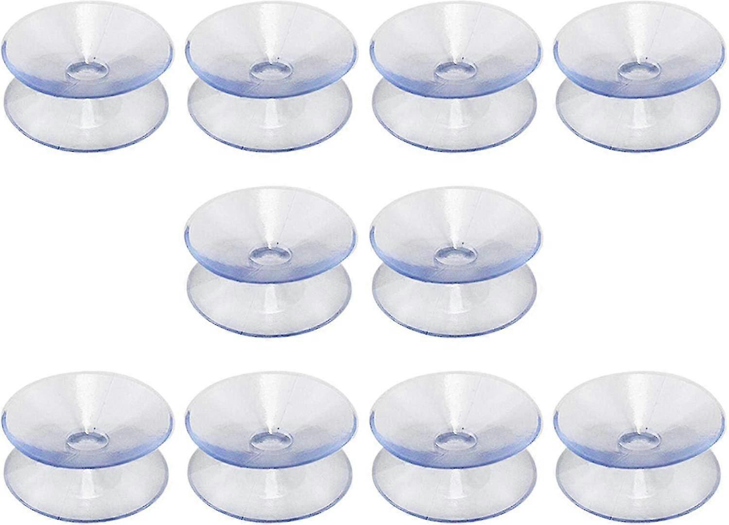 10 Pack Double Sided Silicone Rubber Suction Cups for Table Tops, Clear Suction Cup without Hooks, Compatible with Glass Top, Size: 35mm