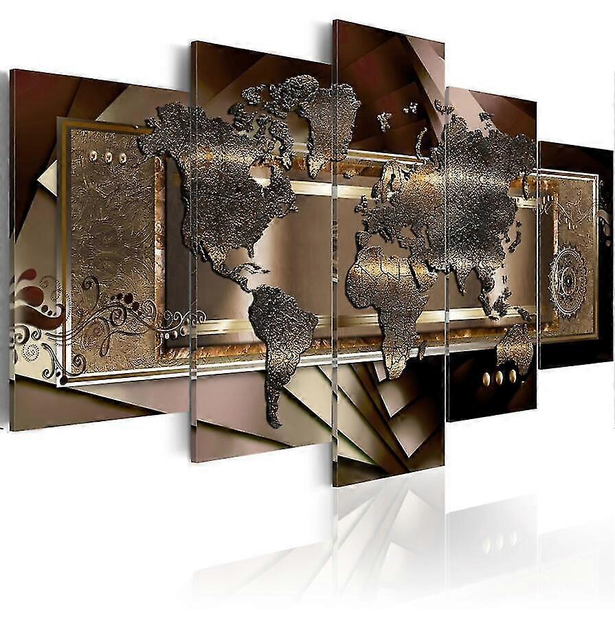 2025 Abstract World Map High Quality 5 Panles Modern Wall Art Home Painting Canvas Printing No Frame