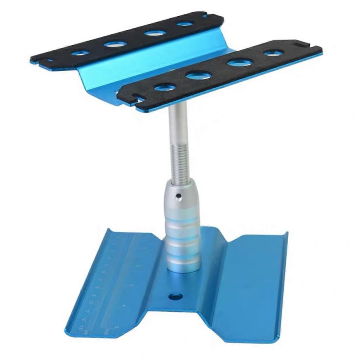 Aluminium Model Car Station Height Adjustable and Stable Work Stand for Toy Cars with Integrated Magnets and Scale for Precise Work Blue