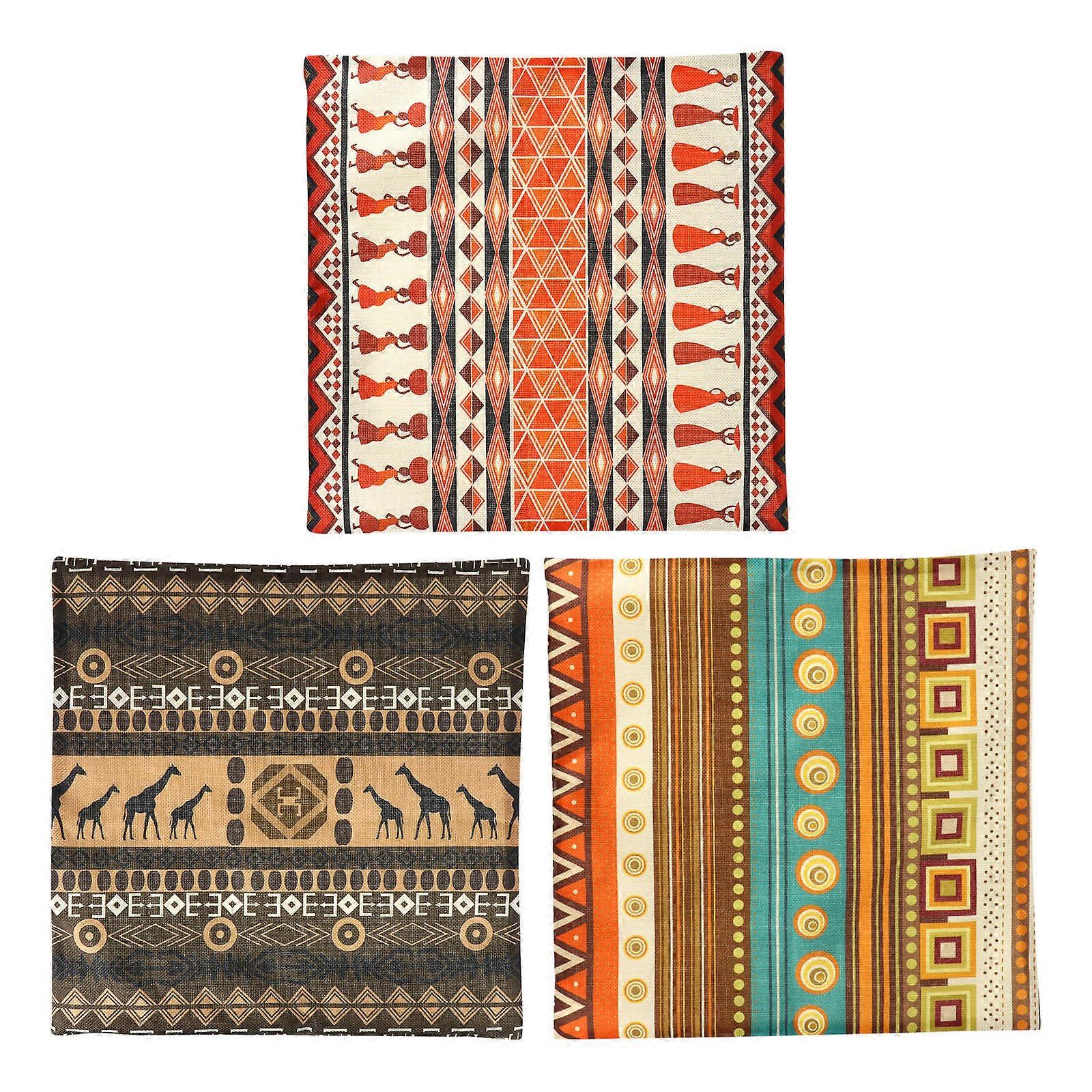 Pillow Case Ethnic Style Decorative Pillow Covers Assorted Color 45x45cm Indoor Use 3Set