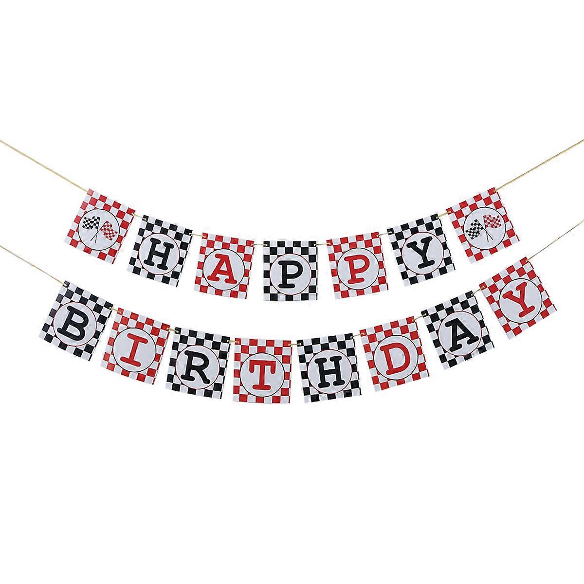 Checkered Racing Flags Banner Garland for Car Themed Party Decorations Assorted Color 5 Pieces