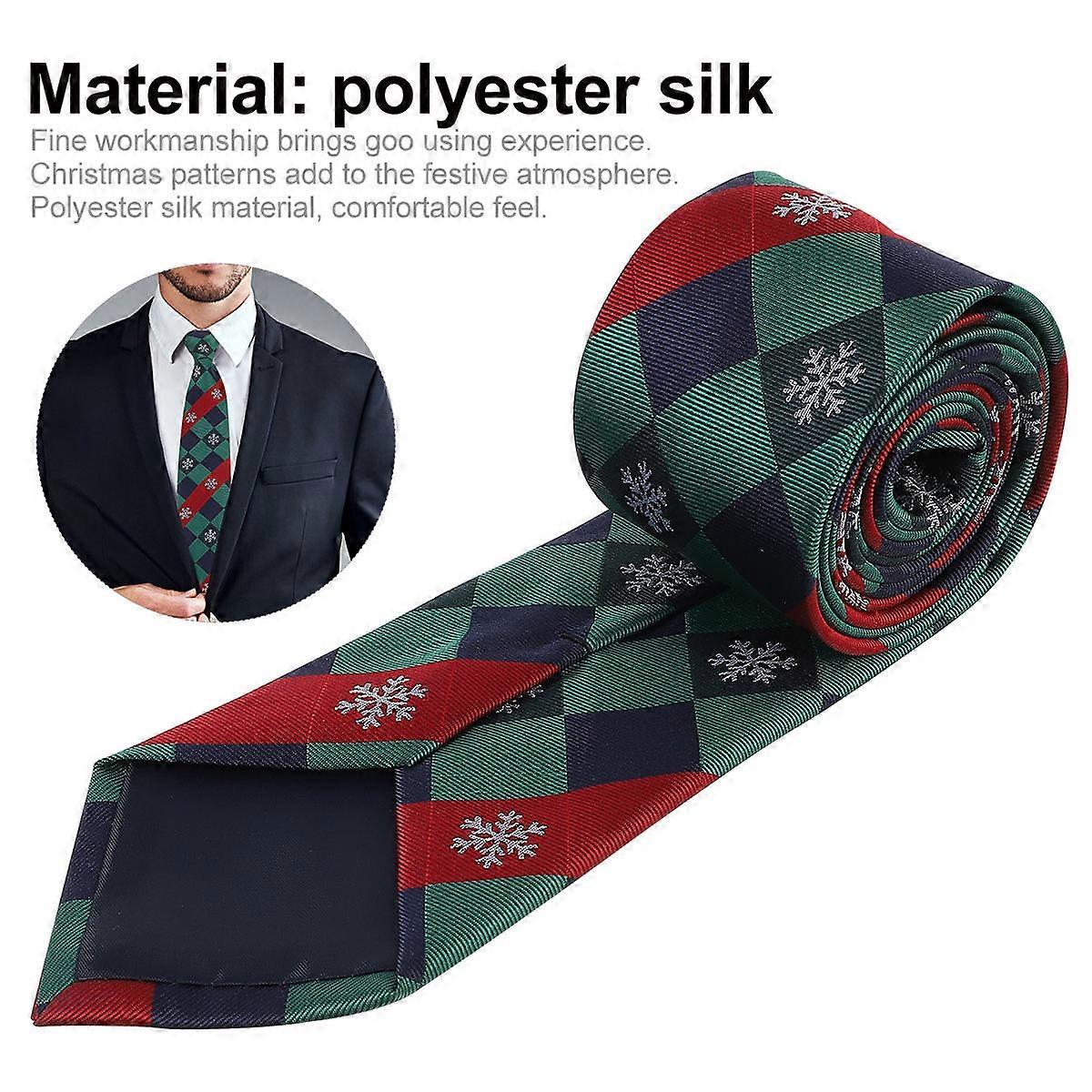 Stylish Neckties Christmas Patterns Polyester Silk Christmas Party Accessory 148X7.5CM Assorted Color 1Pc