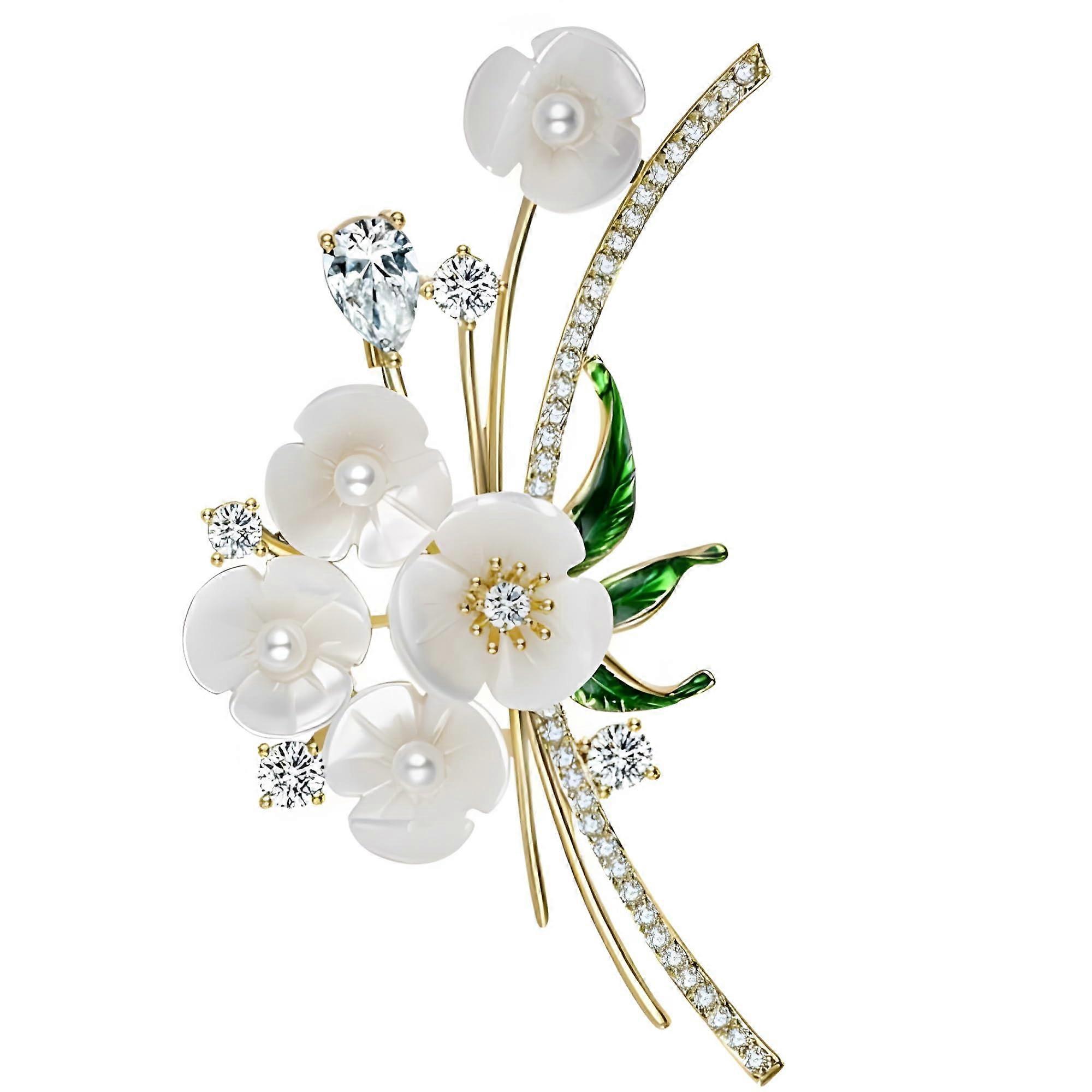 Hochzeitsbrosche Elegante Perlmutt-Blumen-Brosche Damen 2.3" x 1.6" Legierung Ansteckschmuck Mehrfarbig für Hochzeit Party
