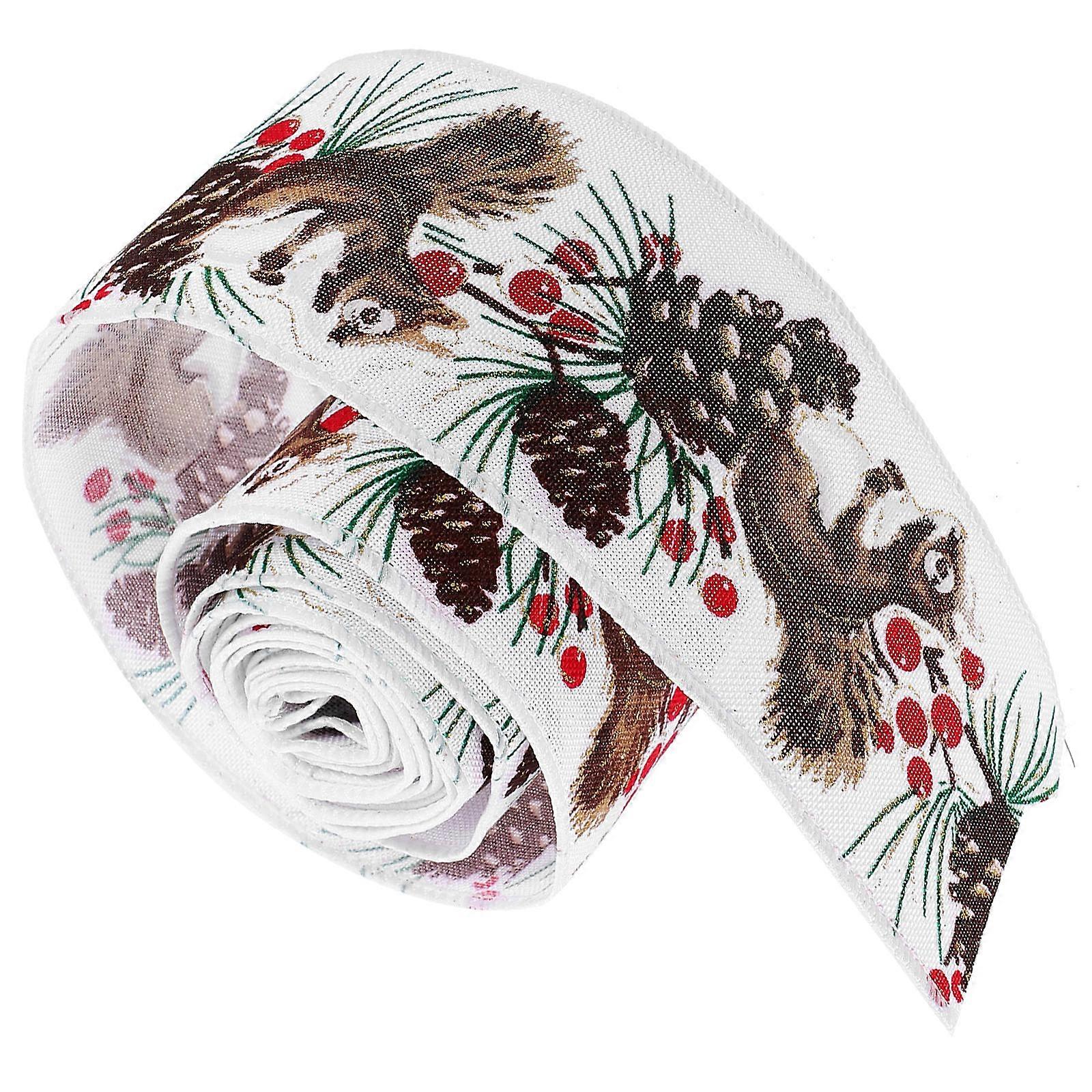 Christmas Wired Ribbon Xmas Crafts Making Multi Color Gift Wrapping 200CM x 6.3CM x 0.2CM Linen Iron Wire 1 Roll