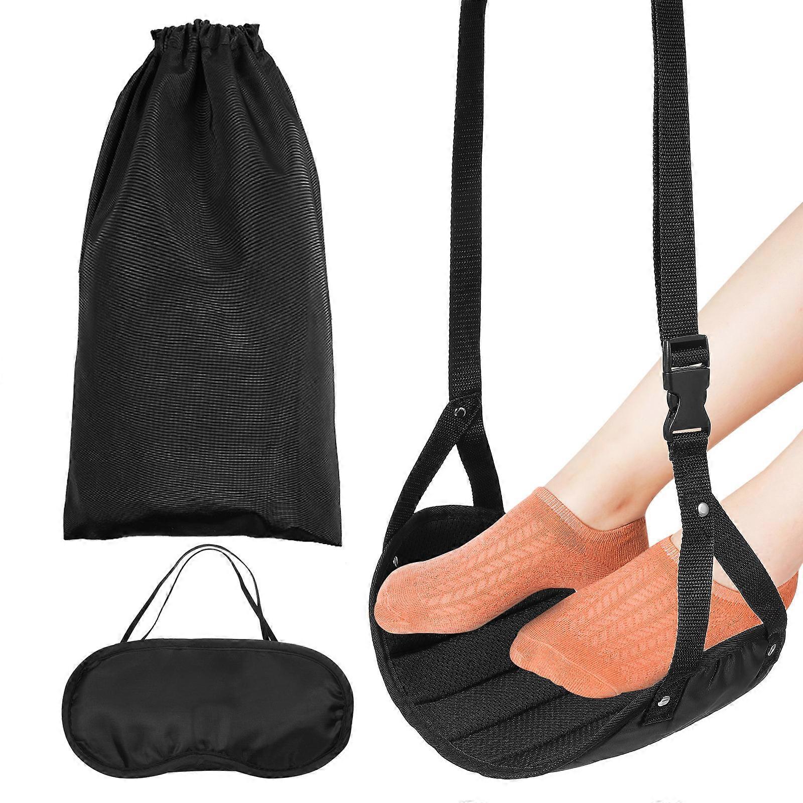Foot Hammock For Plane Travel Sleep Blindfold Black 1 Set