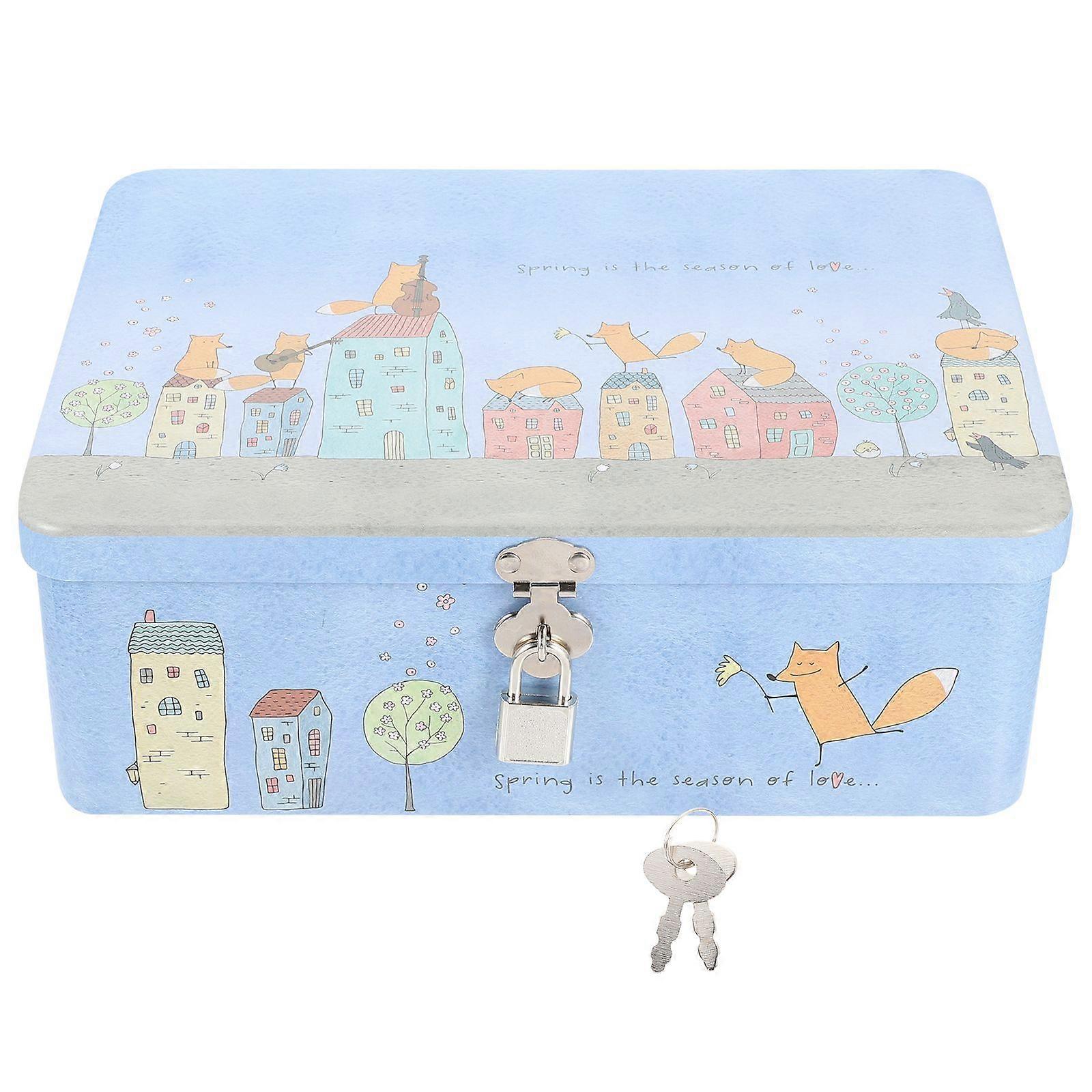 Decorative Tinplate Storage Box Tinplate Holder Desktop Tinplate Container with Lock