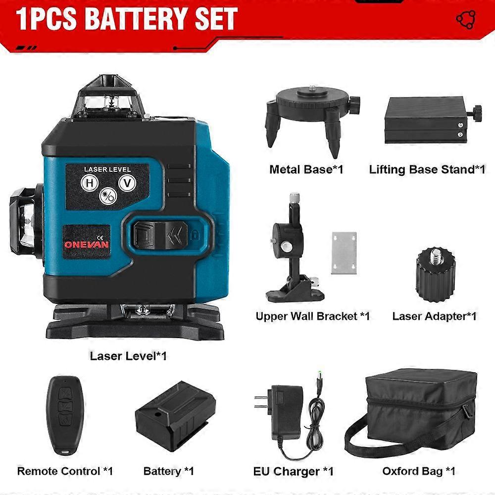 ONEVAN 16 Lines 4D Laser Level Self-Leveling 360 Horizontal And Vertical Cross Super Powerful Green Laser Level With 2 Battery
