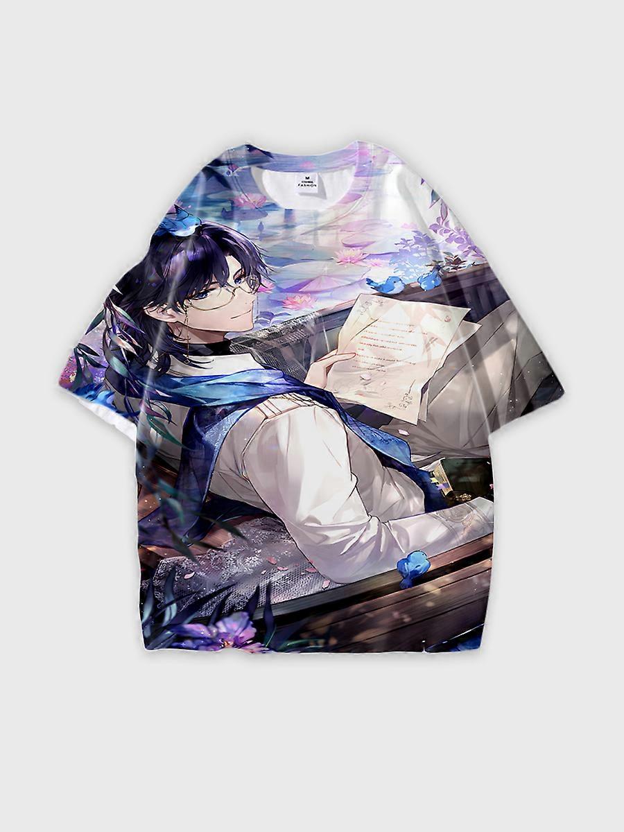 T-shirt round neck Role Pattern loose short sleeve E2168