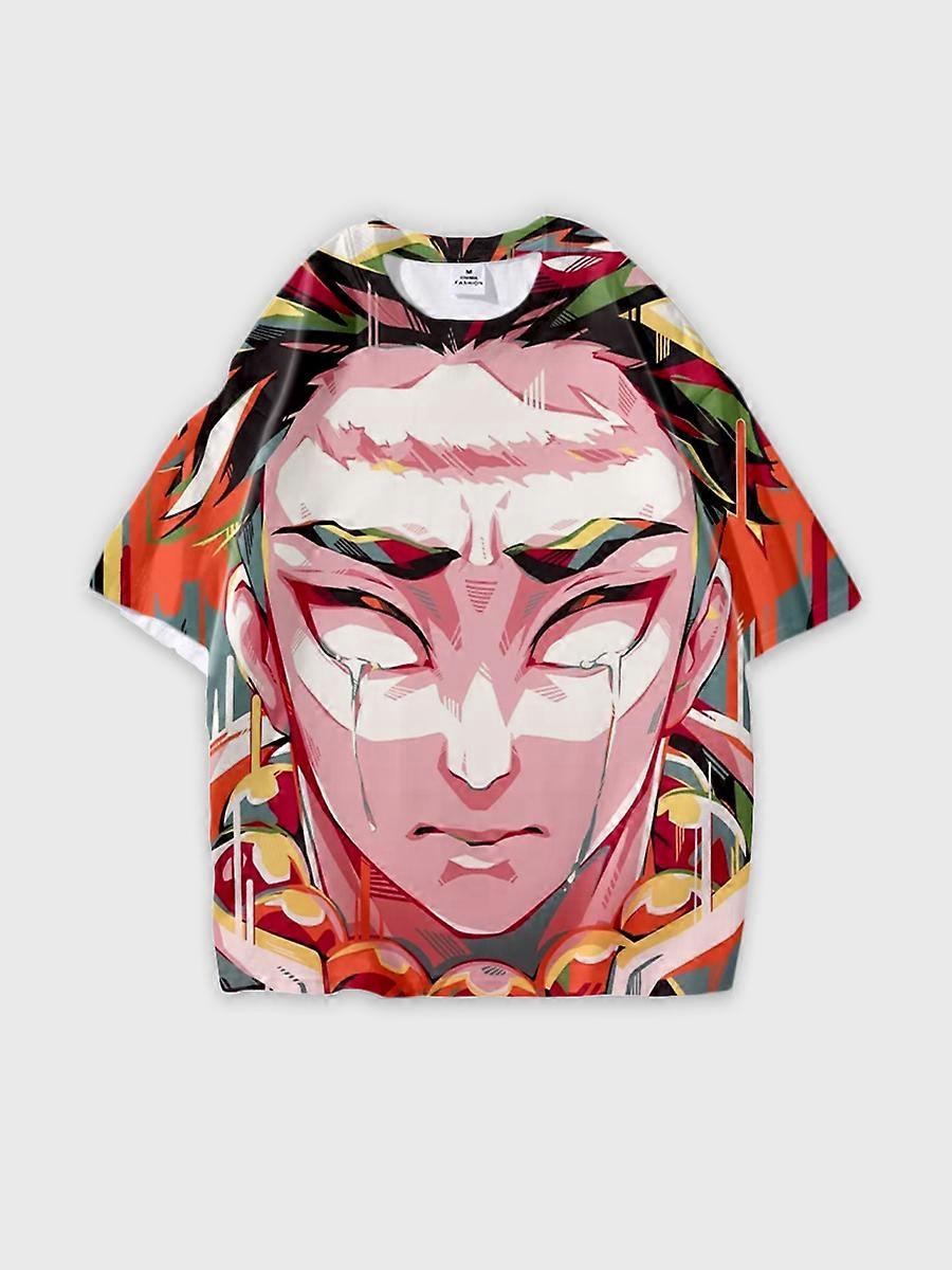 T-shirt round neck Character Pattern loose short sleeve P334