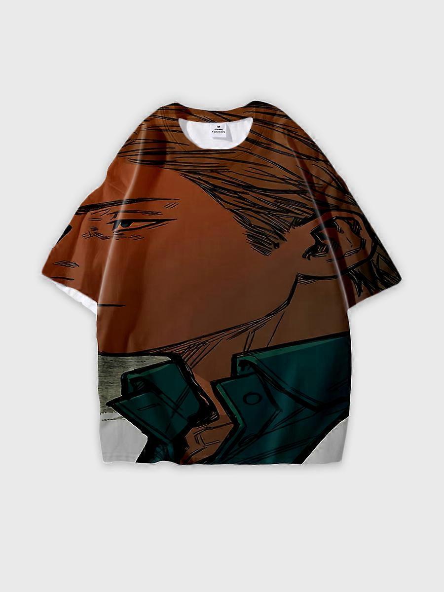 T-shirt round neck Character Pattern loose short sleeve P680