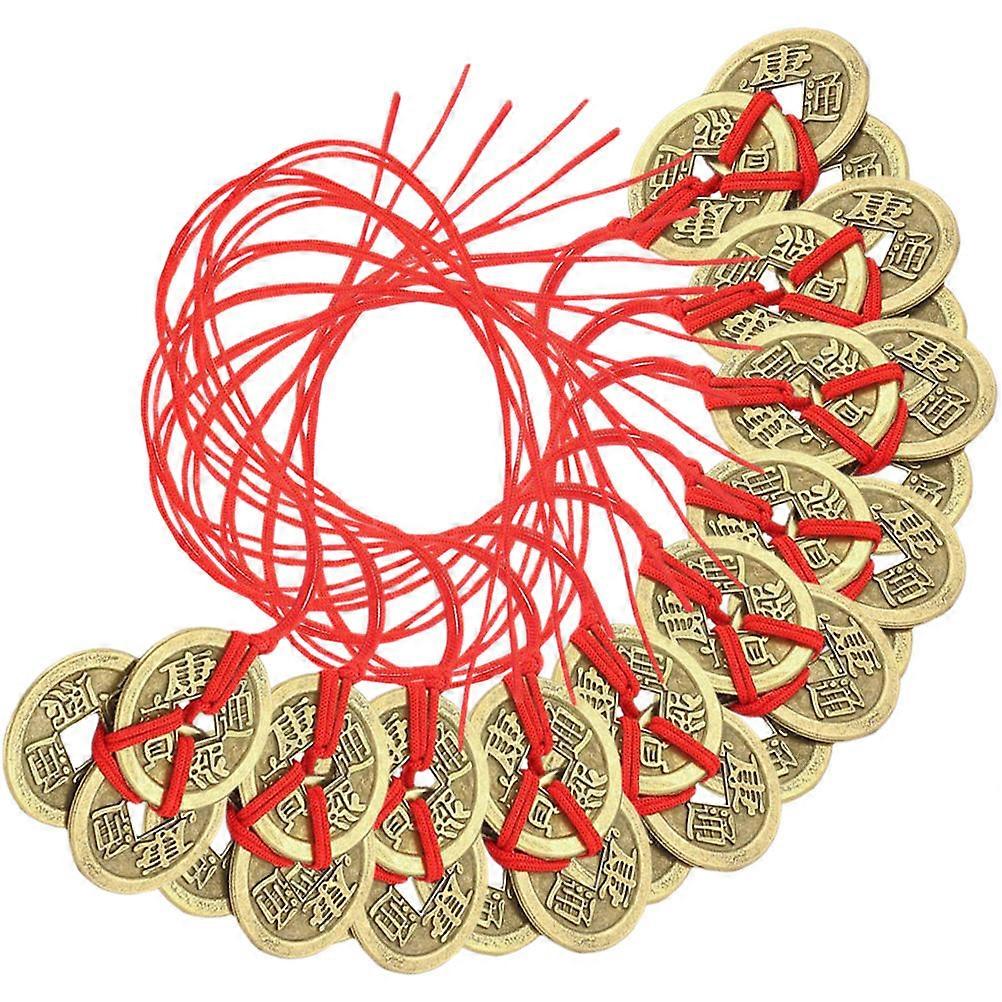 Feng Shui Coins Hanging Ornaments 10 Sets Chinese Year Home Office Decorations for Luck Prosperity Pendants with Red String for Friends and Family