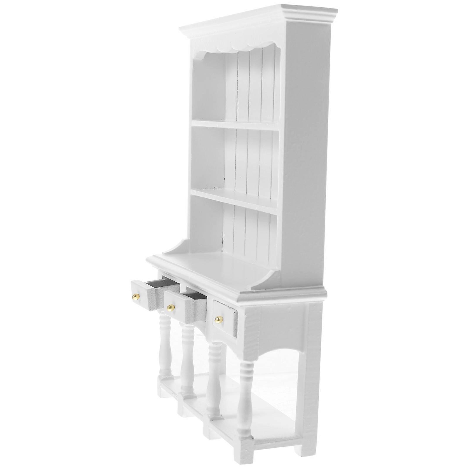 Mini Wooden Cabinet for Doll House Decoration White Color Wood Material 6.5 x 4.5 x 8.5 Inches