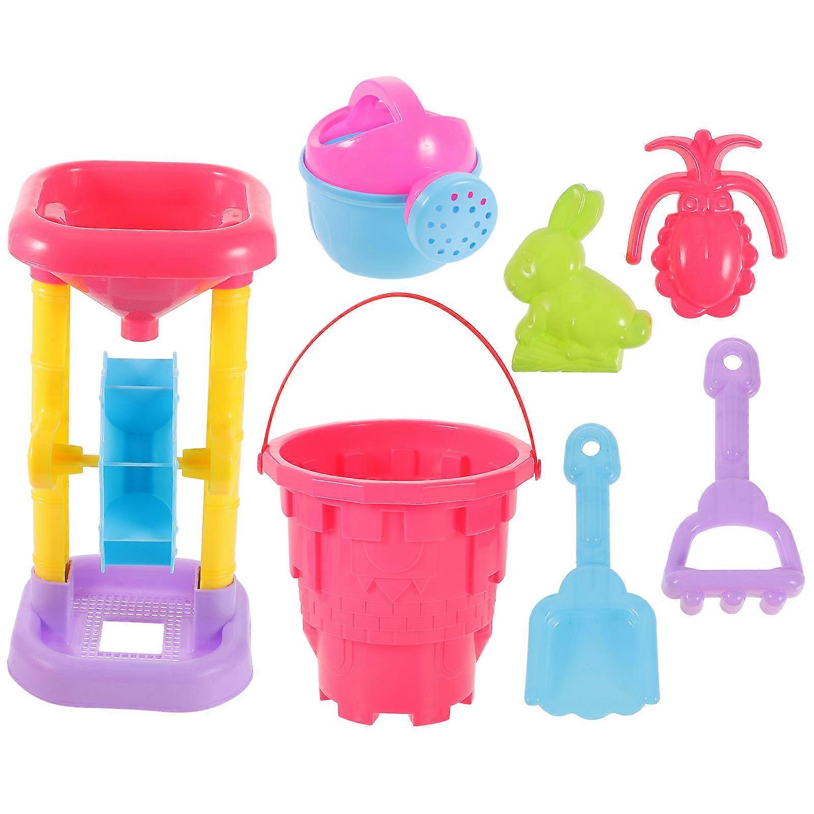 1 Set 7pcs Beach Toys Sand Excavating Tools for Kids Playthings Assorted Colors Random Accessories