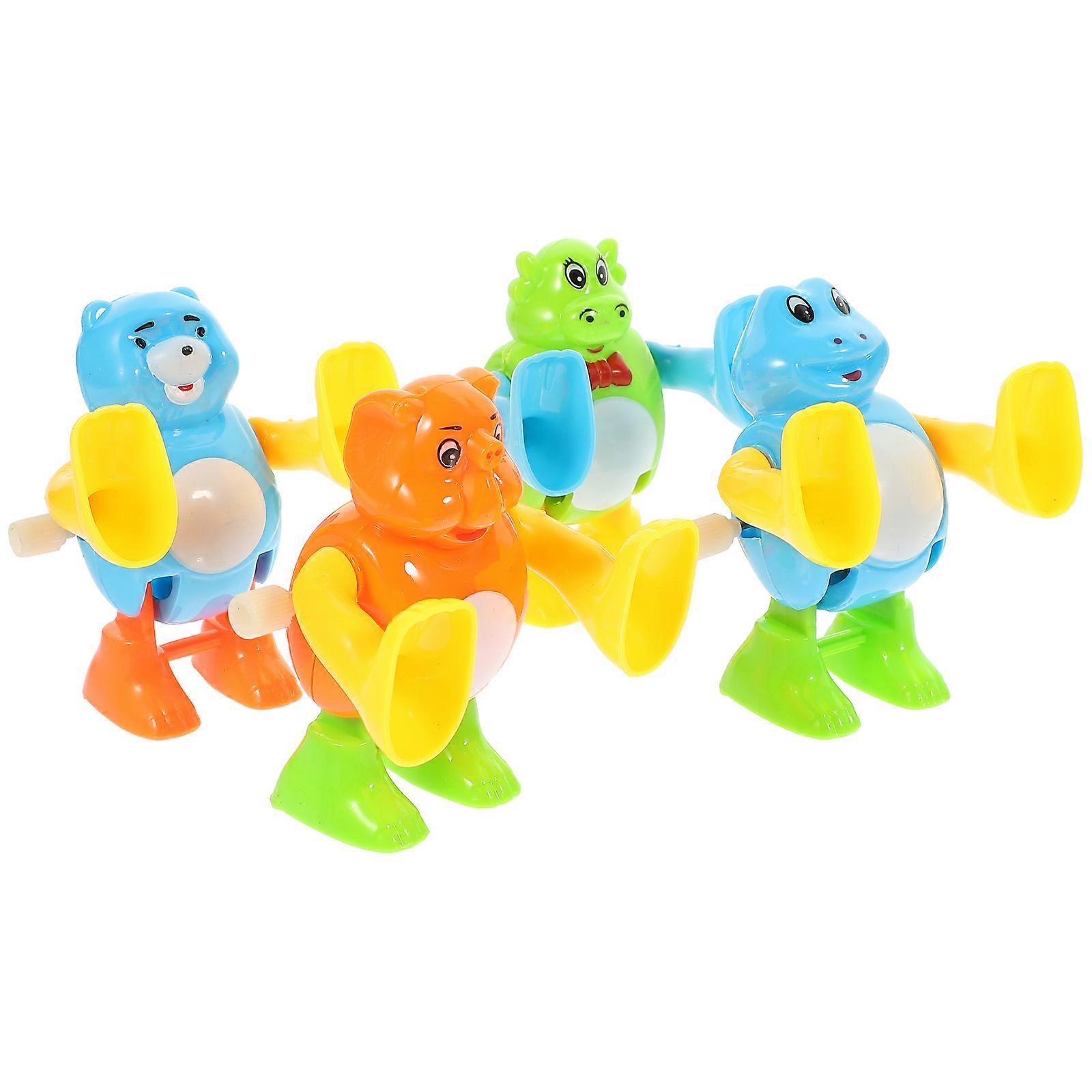 Interesting Kids Plaything 4Pcs Wind Up Toys With Cartoon Shapes For Children Engaging Playtime