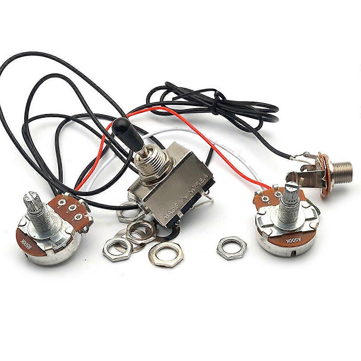 SQ Electric Guitar Wiring Harness Kit Prewired 500K Big Pots 3-Way Toggle Switch for LP Style Guit
