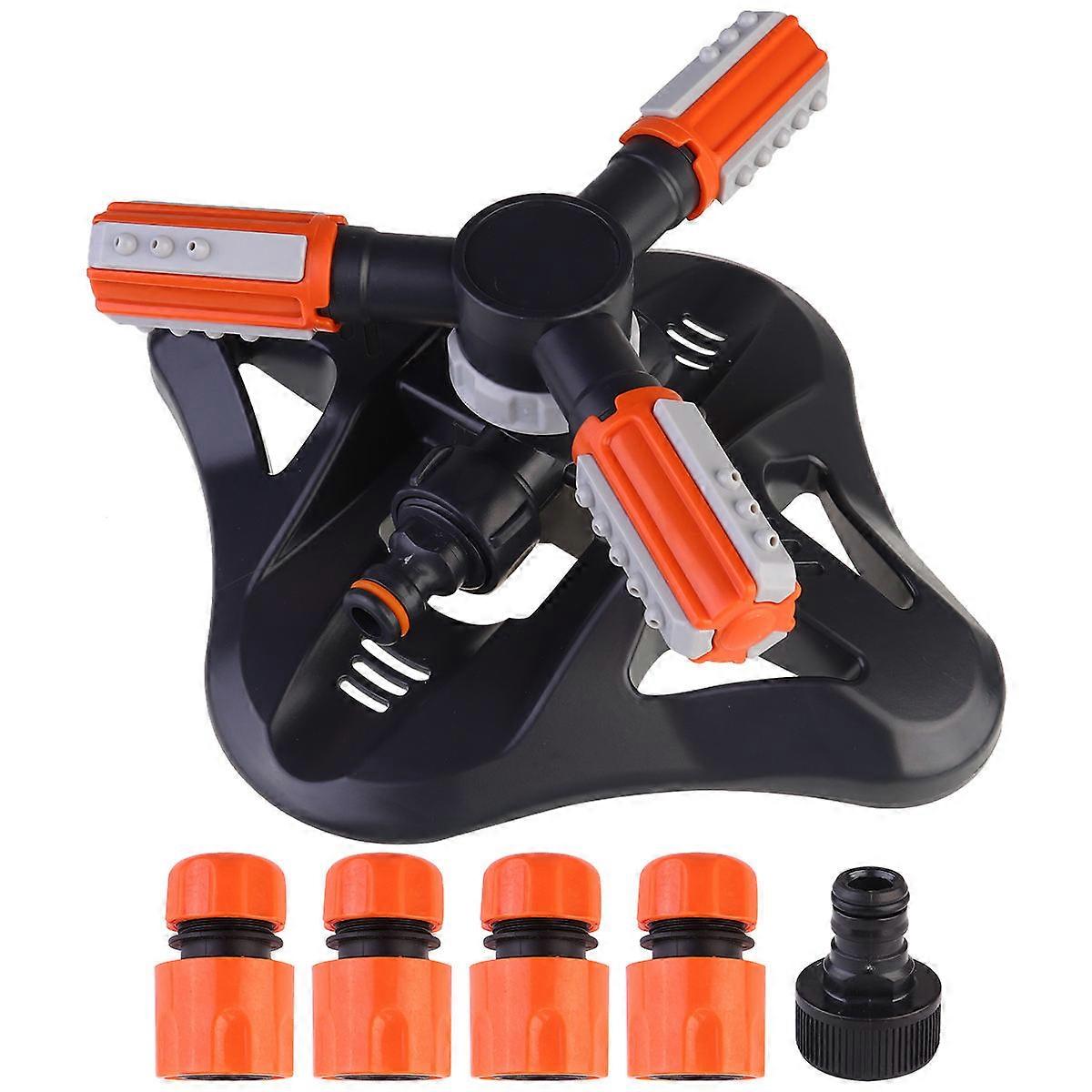 Orange 360 Degree Rotating Garden Water Sprinkler for Lawn Irrigation and Kids Play ABS PP