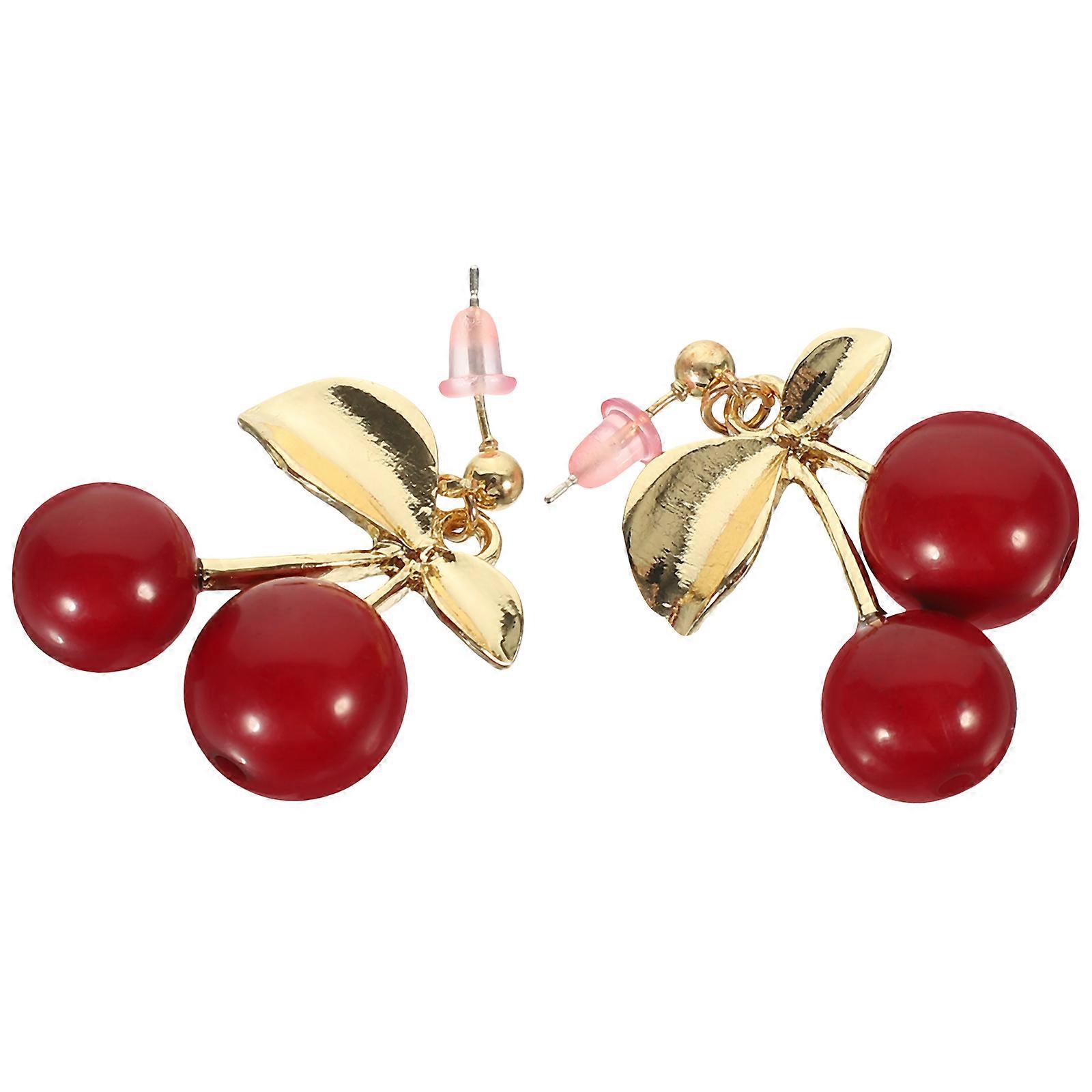 Cherry Ear Studs for Decor Multi Color Copper 925 Silver Hypoallergenic Earrings for Girls 1 Pair